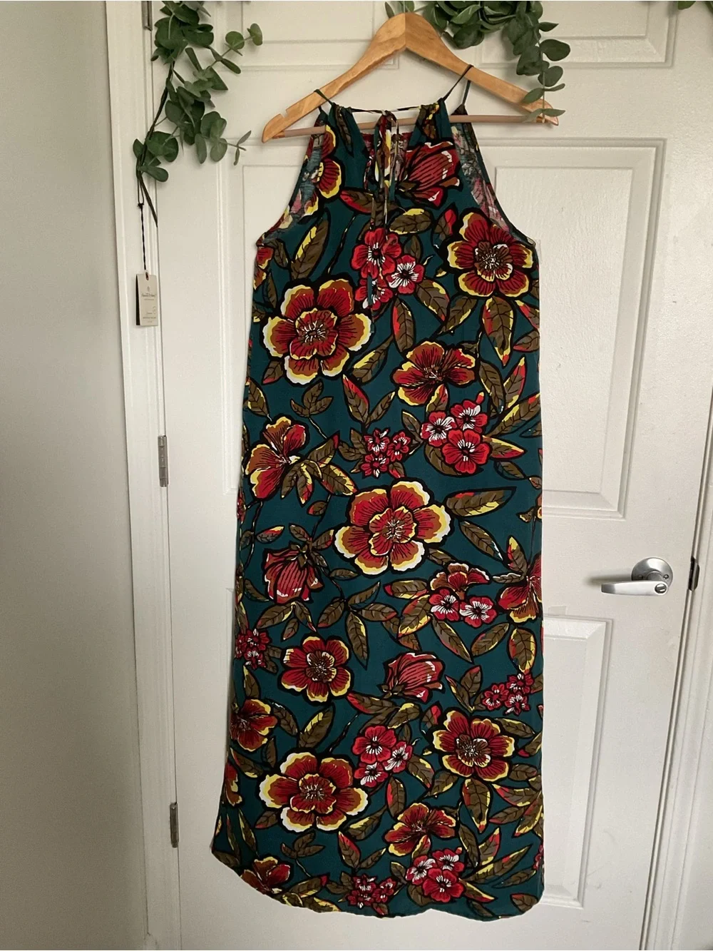 LOFT Teal Floral Halter Maxi Dress - Picture 4 of 7